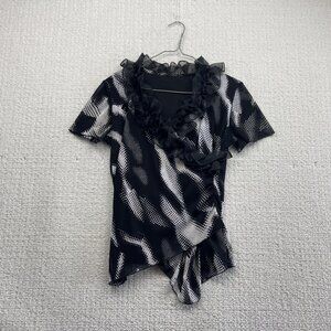 Y2K Abstract Ruffle Blouse Asymmetrical Whimsigoth Witchy Dark Romance Read